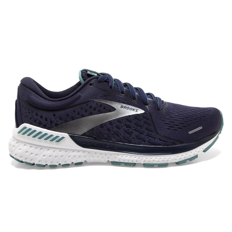 Brooks Adrenaline GTS 21 Women's Road Running Shoes - Peacoat/Teal/Silver (32490-ZWVP)